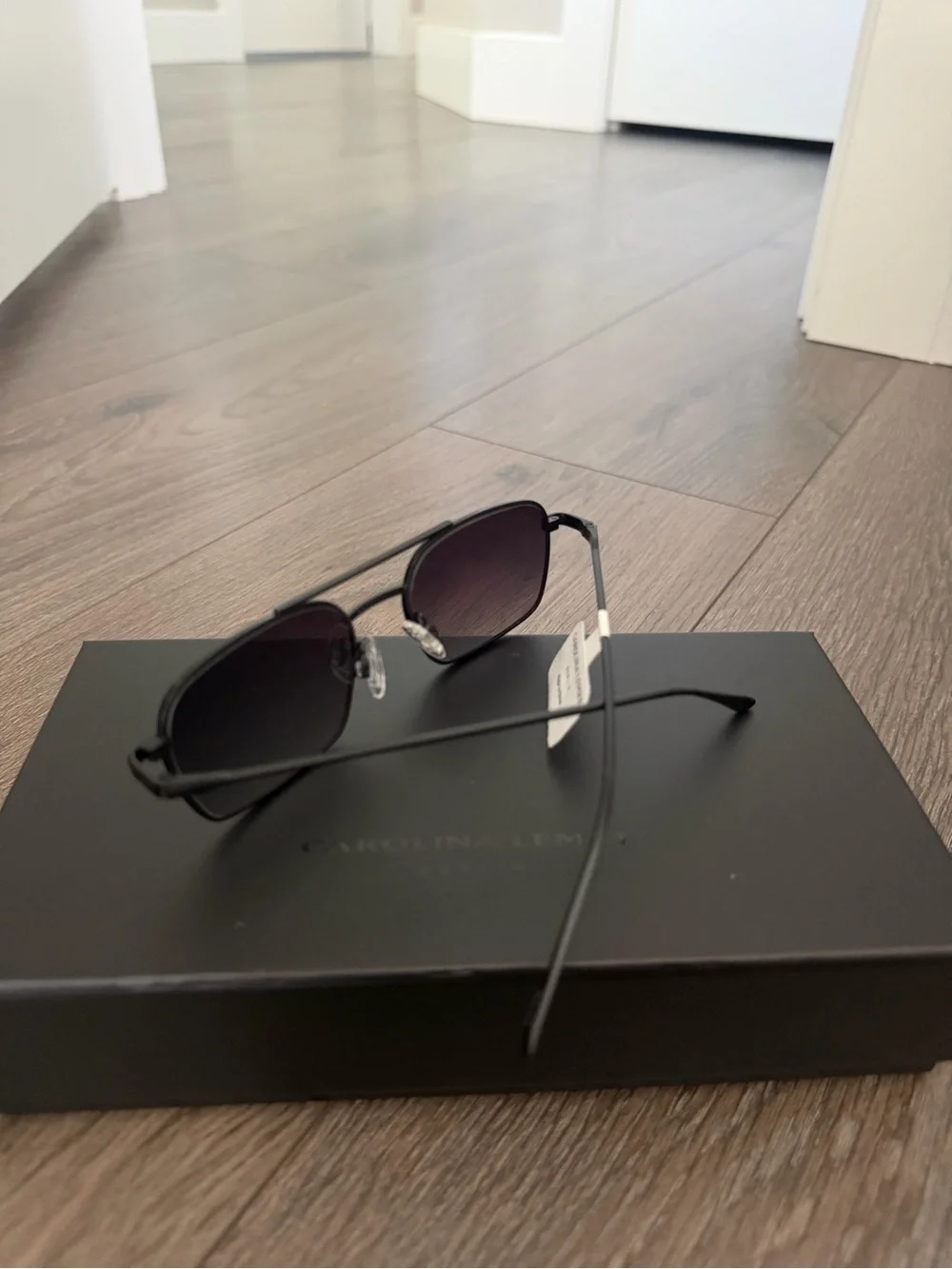 Men’s Carolina Lemke Black Rectangular Sunglasses men’s shades  new